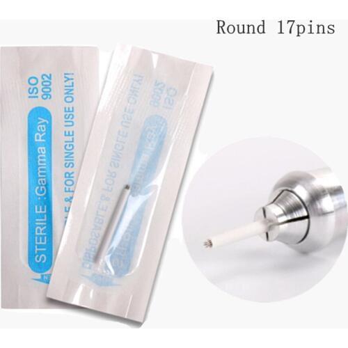 50pcs Round 17 Pins Needles Permanent Makeup Fog Eyebrow Needles For Mircoblading Tattoo Manual Pen
