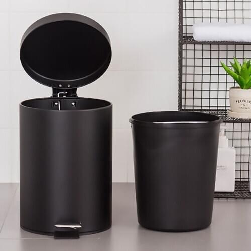 7L Metal Flip Trash Can Compost Garbage Bin Rubbish Waste Container Bathroom Kitchen Living Room Decoration Organizer