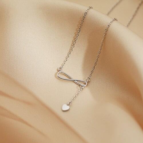925 Sterling Silver Tassel Cross Heart Charm Necklace For Women Pendant Clavicle Chain Party Jewelry dz627
