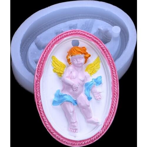Angel Automobile Hanging Ornament with Holes Clay Relief Silicone Mold 15-1001