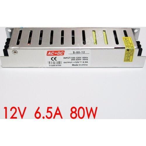 High quality Safety 12V 6.5A 80W LED Driver AC 110V - 220V for LED strip 3528 5050 Switching Power Supply