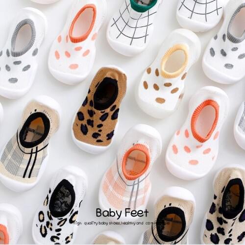 Baby Cartoon Anti-skid Floor Socks Spring and Autumn Leopard Print Childrens Rubber Sole Shoes Baby Toddler Fashion Sock Shoes