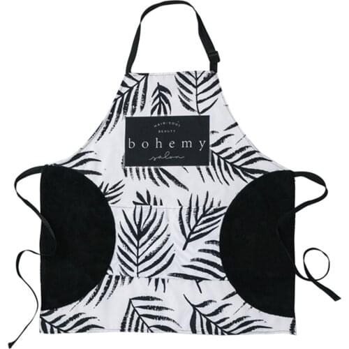 Household Aprons Stylish Leaves Plaid Polka Dots Letter Print Kitchen Cooking Apron with Adjustable Neck for Men Women