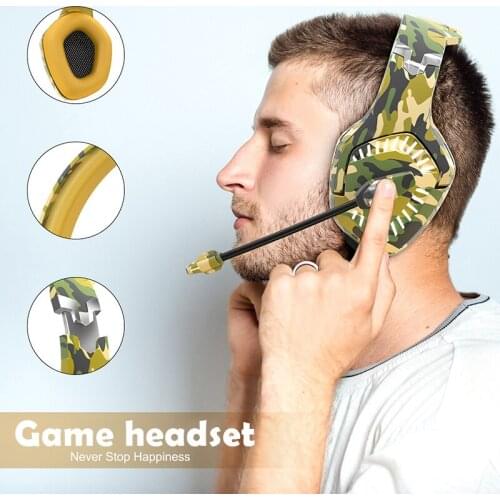 3.5mm Gaming Headset with Mic LED Camouflage Headphones Compatible with Ps4s PC Laptop Game Console Headset Earphones Headphones