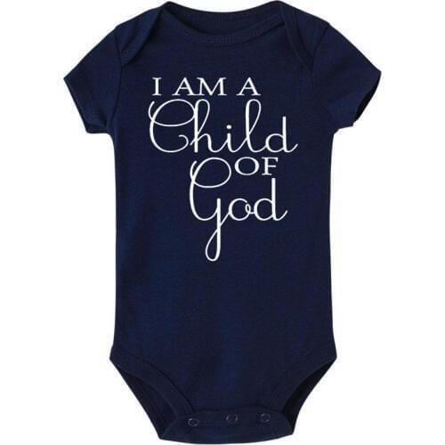 I Am a Child of God Letter Print Newborn Infant Baby Girl Boy Short-sleeved Romper Cotton Jumpsuit Combishort Outfits Clothes