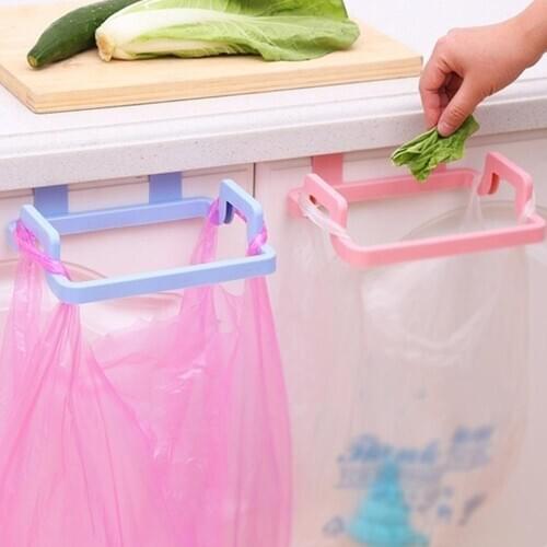 Portable PP Plastic Garbage Hanging Bag Kitchen Trash Storage Rack Bag Hook Scouring Pad Dry Shelf Holder Kitchen Organzier