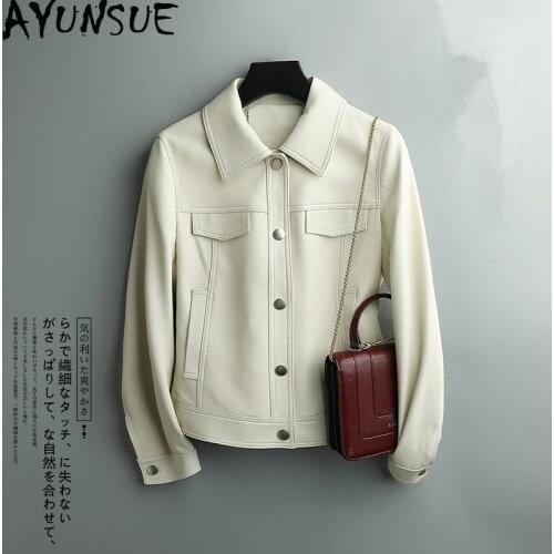AYUNSUE Genuine Leather Jacket Spring Autumn Jacket Women 100% Real Sheepskin Coat Female Korean Baseball Jackets Chaqueta Mujer