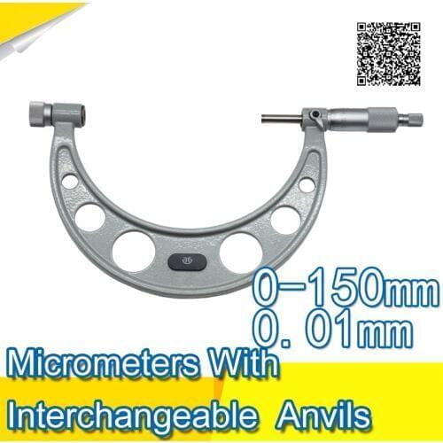 Micrometers with interchangeable anvils outside micrometers 0-150mm 0-6 inch
