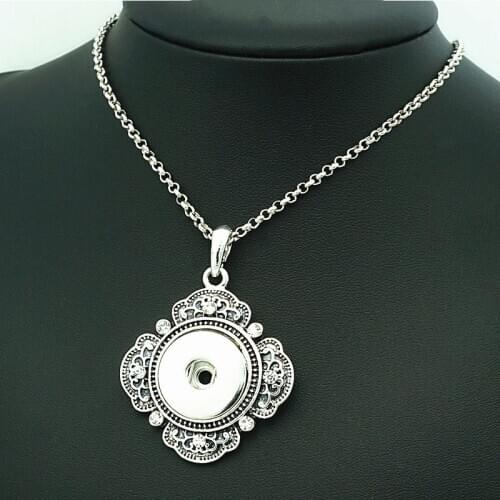 Fashion square pattern pendant tassel snap necklace 60cm fit 18mm snap buttons wholesale DJ0173 for Hanging Phone/Card