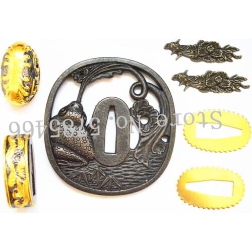 A Set Japanese Samurai Sword Fitting katana Tsuba Frog Guard Sword Accessories