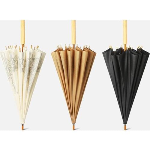 New Chinese Style Long Handle Umbrella 16-Bone Retro Literary Antique Double Umbrella Straight Handle Couple Umbrella