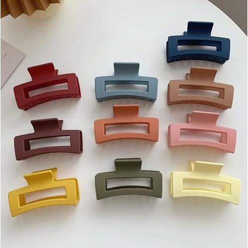 Solid Color Hair Claws Acrylic Barrette Fashion Hair Clips Simple Elegant Hair Accessories Ponytail Clip