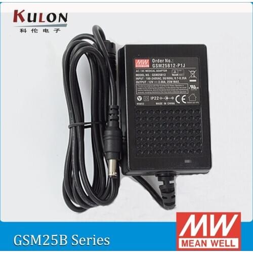 Original Meanwell GSM25B12-P1J mean well 25W 2.08A 12V AC/DC Green Medical Adaptor