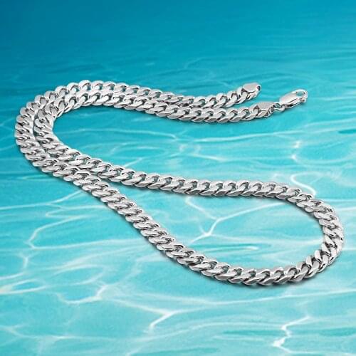 Genuine100% 925 Sterling Silver Necklace For Men Classic Simple 6.5 MM 20-24 inches Curb Cuban Chain Necklace Neck Jewelry Gifts