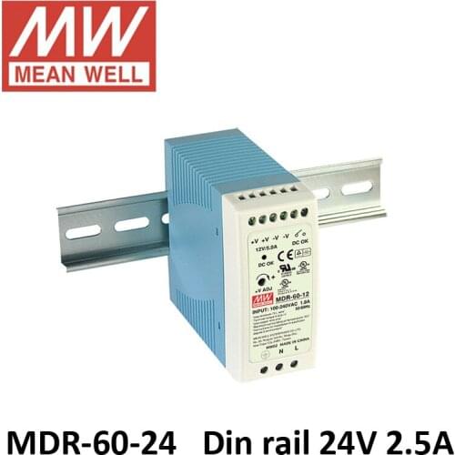 Compact size MDR-60-24 din rail led driver 60w 24v output dc din rail switch power supply