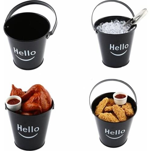Portable French Fries Basket Food Bucket Dinnerware Tableware Pail Multi - Purpose Iron Hello Baskets Snack Barrel Ice Bucket