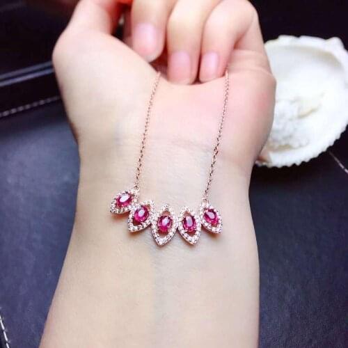 Ruby Pendant Natural and Real Ruby necklace For Women S925 sterling silver Pendant