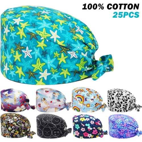 Wholesale Surgicals Hats 100% Cotton Adjustable Nursing Hat Nurse Uniform Accessories Pet Shop Chef Lab Workers Scrubs Cap Women