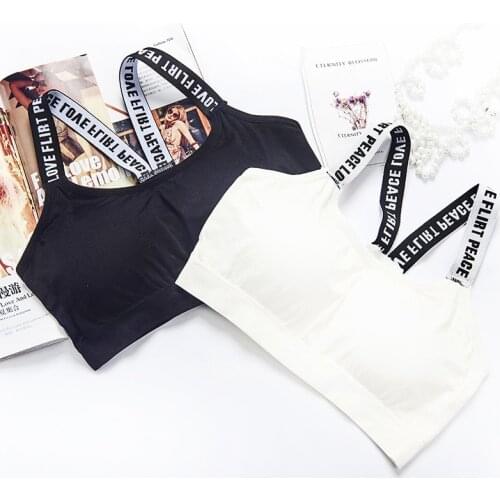 Letter Sports Bra Top Push Up Fitness Running Yoga Bra Underwear Cotton Sports Top Womens Gym Wear Solid Womens Sportswear
