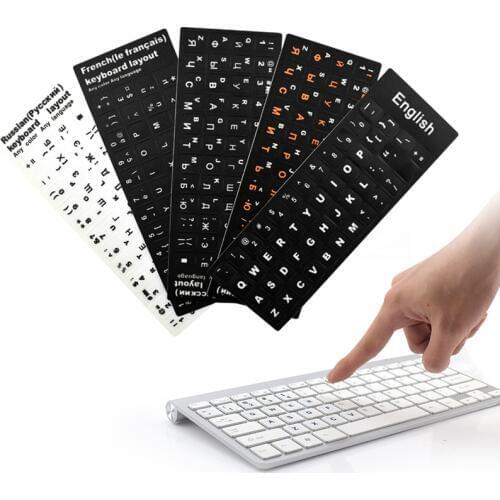 Waterproof Russian Spanish German Hebrew Keyboard Stickers English French Letter Alphabet Layout Sticker Laptop Desktop Computer