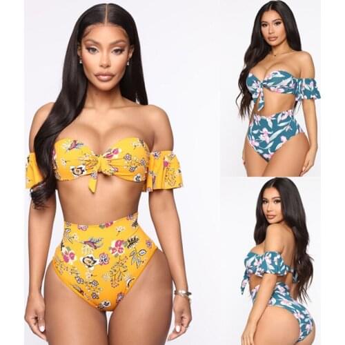 Bandeau Bikini Set Bandage Push Up Swimwear Women Two-piece Floral Swimsuit 2021 Female Sexy Bathing Suit Biquini 4XL Plus Size
