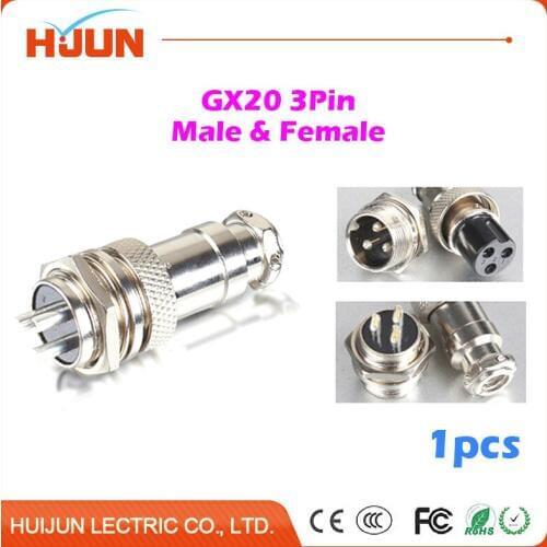 1pcs GX20 3Pin High Quality Male& Female 20mm Wire Cable Panel Connector Aviation Plug Circular Socket Plug
