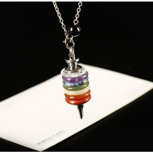 1pc colourful Seven Divination Stone Pendulums mineral healing crystals rose quartz meditation holiday party DIY gift