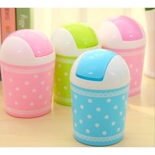 1PC Lovely fresh lace wave point desktop bucket creative fashion Mini cap garbage can waste bins LF 019