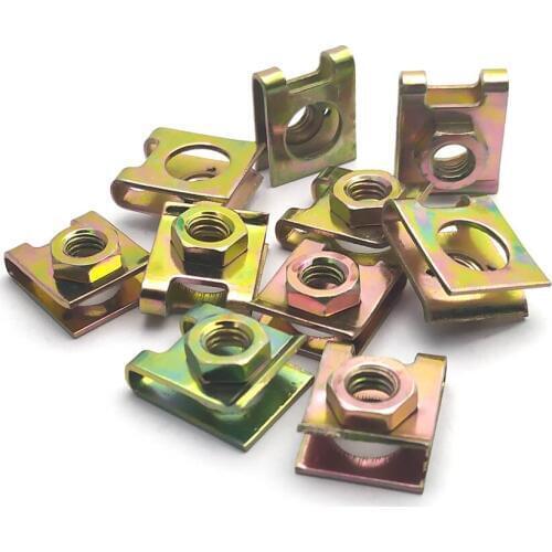 10pcs Colorful Car Motorcycle Scooter ATV Moped E-bike Plastic Cover Metal Retainer 6mm U-Type Clips with Nut M6