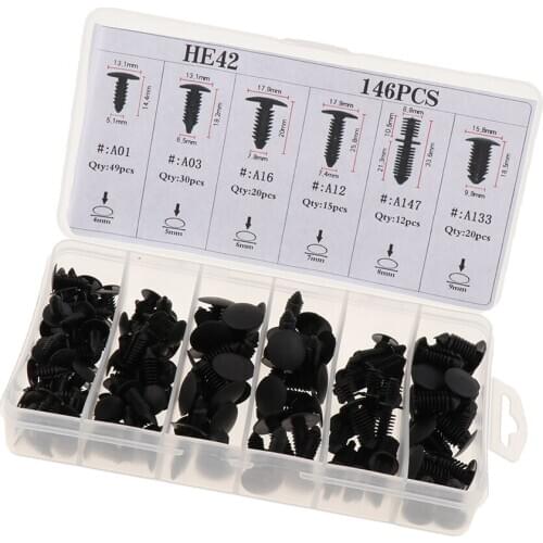 146Pcs Car Retainer Clips & Plastic Fasteners Kit - Auto Push Pin Rivets