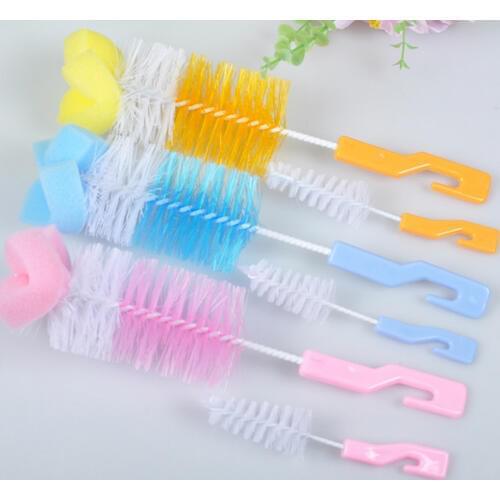 Cleaning 2Pcs Baby Nipple Milk Bottle Cup 360 Degree Sponge Cleaner + Pacifier Brush