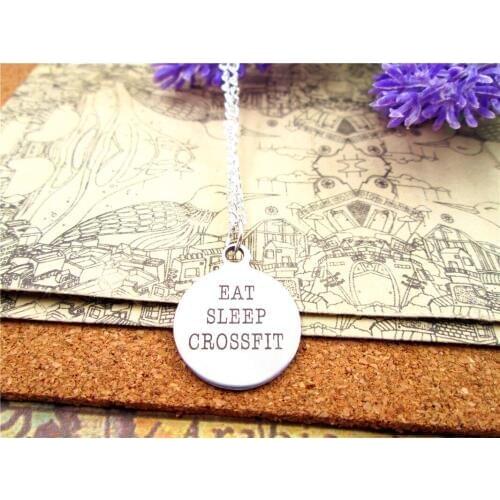 3pcs/lot Fashion stainless steel necklace "EAT SLEEP CROSSFIT" Charms Pendant necklace Jewelry Gift more style for choosing