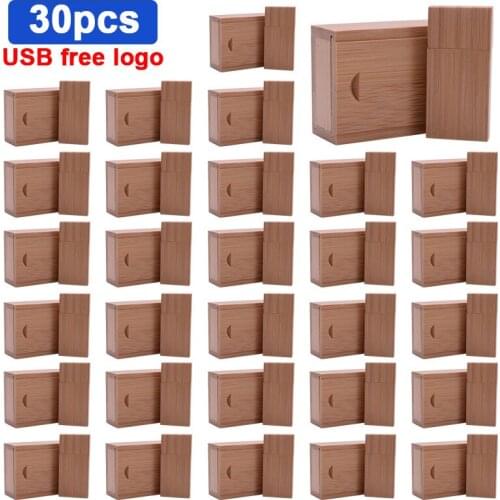 30pcs/lot Wood usb 2.0 Flash Drive pen drive 4GB 16GB 32GB 64GB Pen drive Gifts memory stick U Disk 100% Real Capacity free logo