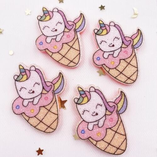 8PCS Felt Fabric Rainbow Kawaii Glitter Ice Cream Unicorn Applique Wedding DIY Sewing Patch Accessories DIY Craft Supplies
