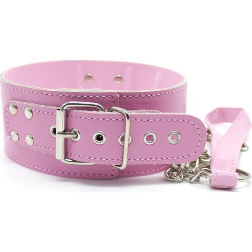 BDSM Sexy Pink PU Leather Sex Collar,Leash chain Bondage Toys For Sex Love Games cosplay Erotic Posture Collar,Juguetes Eroticos