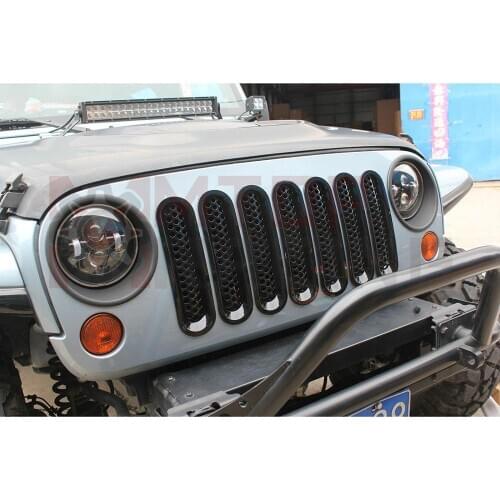 Black Mesh Grille Grid Guard Inserts Trim Cover For Jeep Wrangler JK 2007 2008 2009 2010 2011 2012 2013 2014 2015 2016 2017
