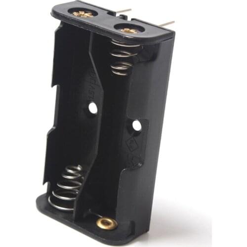 Black 2 X 1.5V AA Battery Clip Holder With Pins 2 Slots 3V Storage Box Container For 2*AA Batteries Plastic Case