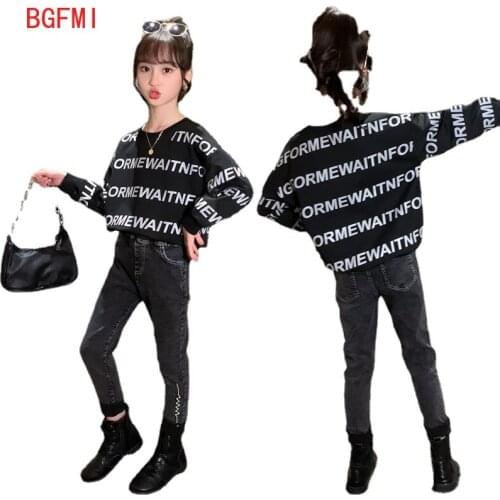 Kid Girls' suits spring autumn clothes childrens clothing outfits baby girls loose sweater Sweater + Stretch jeans 2 piece set