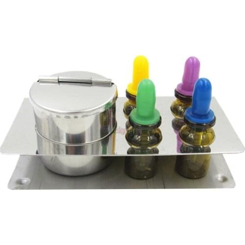 1Set Dental Liquid Solution Dispenser Management Bottles With Stainless Steel Stand For Dentist Lab