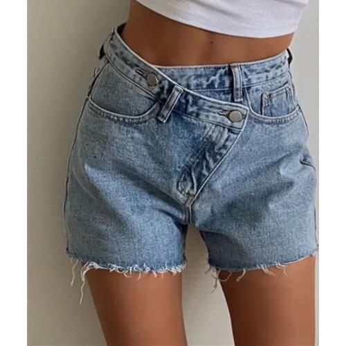 TVVOVVIN Korean Loose Wide Leg Denim Shorts For Women Summer New High Waist Do Old Irregular Rough Edges Washed Jeans Eitd