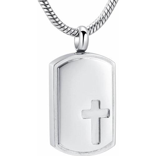 IJD10325 Black Enamel Cross Dog Tag Stainless Steel Cremation Necklace Urn pendant For Ashes For Wonen Men Memorial Jewelry