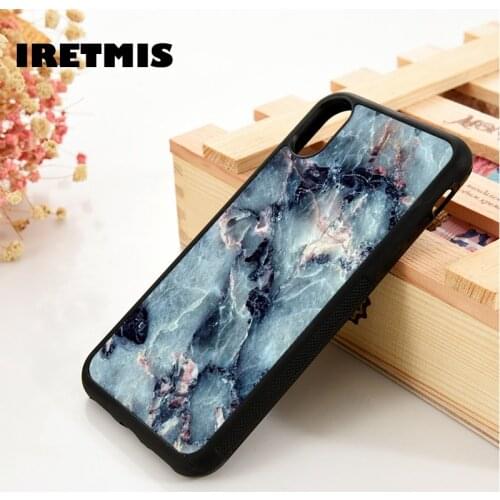 Iretmis 5 5S SE 6 6S TPU Silicone Rubber phone case cover for iPhone 7 8 plus X Xs 11 Pro Max XR marble stone