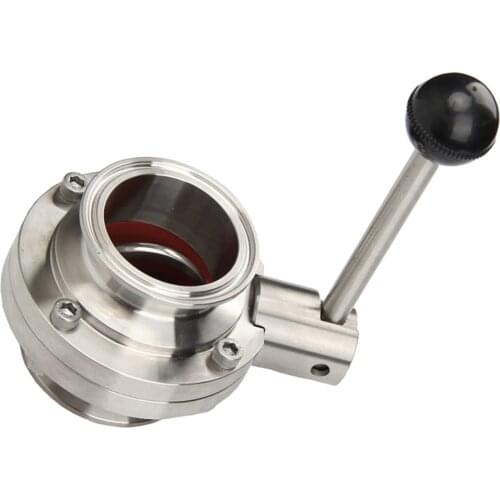 152mm SS304 Stainless Steel Sanitary Type 2" Three-Clip Butterfly Valve Homebrew Beer Dairy Products