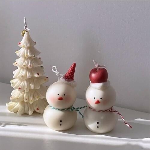 Creative Christmas Snowman Silicone Mold Scented Candle Mold with Souvenir Handmade Diy Material Silicone Resin
