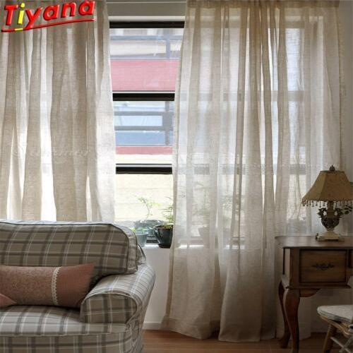 1Piece Cotton Linen Curtains For Living Room Semi-Blackout Curtains Bedroom Semi Blackout Solid Japanese-Style HM443#30