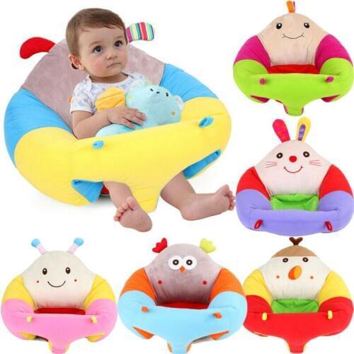 Cute Baby Cartoon Sofa Support Seat Soft Chair Soft Cover Plush Learn To Sit Up Cushion Portable Learning Chair Washable Cover