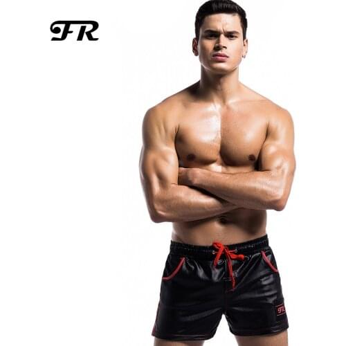 FR Mens Faux Leather Shorts,Home Casual Shorts