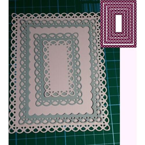 5pcs Laced Rectangle Frame Set Metal Cutting Dies for Scrapbooking DIY Photo Album Card Making Decorative Stencil New