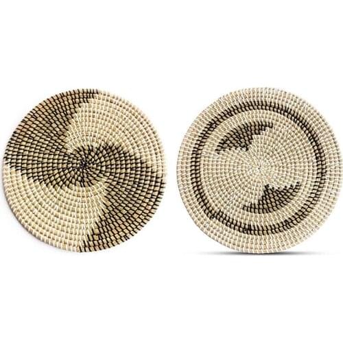 Rattan Wall Decor - Boho Wall Hanging Decorative Plate - Woven Trivets Handmade Placemats For Dining Table
