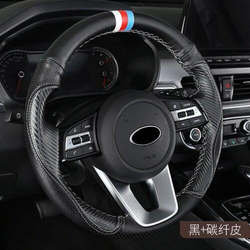 For Kia 2018 new Sportage R steering wheel cover hand-stitched premium leather grip cover durable car accessories